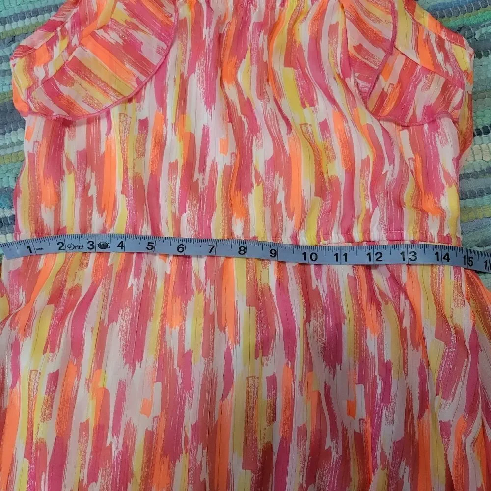 Wonder Nation Girls XXL 18 Colorful Lurex Chiffon Party Dress NWT – Tween Fit